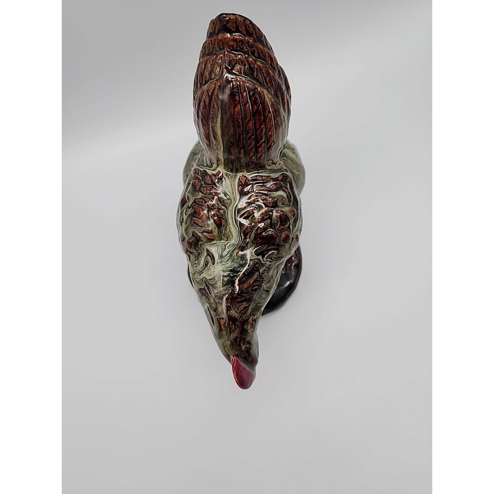Vintage Terracotta Pottery with Wild Glaze Pecking Chicken Figure - Picture 9 of 12